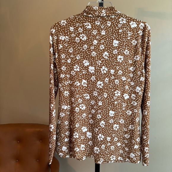 DKNY Floral Brown and White Blouse - Picture 4 of 6